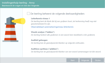 Keuze hulp instellen leerling